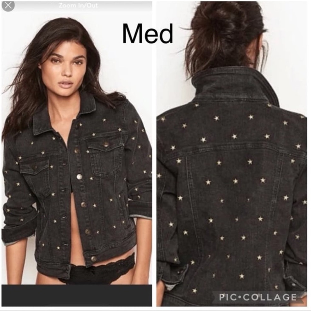 VS DENIM JACKET EXCLUSIVE STAR SZ M GREY GOLD